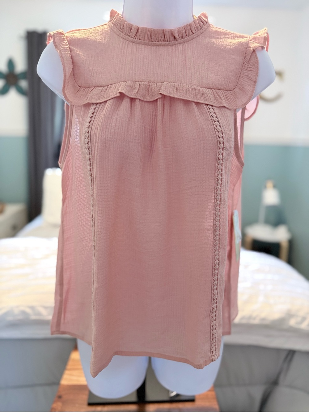 Sweet Wanderer Blush Pink Ruffled Sleeveless Camisole